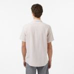 Nautica Erkek Bej Regular Fit Kısa Kollu Çizgili Gömlek W65448T.6PR - 2XL