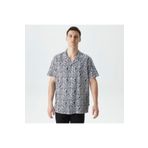 Nautica Erkek Beyaz Classic Fit Kısa Kollu Desenli Keten Gömlek