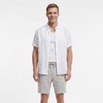 Nautica Erkek Beyaz Regular Fit Kısa Kollu Keten Gömlek W65105T.1BW - 1BW-Beyaz - 3XL