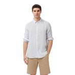 Nautica Erkek Gri Regular Fit Keten Gömlek-W65103T.1GD XXL