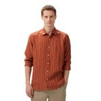 Nautica Erkek Kırmızı Classic Fit Çizgili Keten Gömlek-W55422T.6XP XL