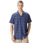 Nautica Erkek Lacivert Classic Fit Kısa Kollu Desenli Keten Gömlek-W45455T.4NV S