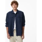Nautica Erkek Lacivert Regular Fit Keten Gömlek W65420T.4NV - 4NV-Lacivert