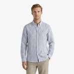 Nautica Erkek Mavi Regular Fit Çizgili Keten Gömlek W65451T.4DX - XL