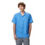 Nautica Erkek Mavi Regular Fit Kısa Kollu Keten Gömlek-W65102T.4EG S