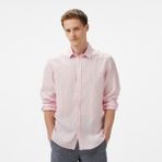 Nautica Erkek Pembe Classic Fit Çizgili Keten Gömlek W55434T.64D - XL - 64D-Pembe
