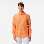 Nautica Erkek Turuncu Classic Fit Keten Gömlek - XL - 62L-Turuncu