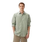 Nautica Erkek Yeşil Classic Fit Çizgili Keten Gömlek-W55434T.3CJ L