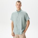 Nautica Erkek Yeşil Classic Fit Kısa Kollu Keten Gömlek - 3HP-Yeşil - XS