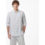 Nautica Erkek Yeşil Regular Fit Çizgili Keten Gömlek W65451T.3VR - 3VR-Yeşil