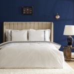 Nautica Home Rattan Navy Percale %100 Pamuk Çift Kişilik Nevresim Takımı - Beyaz - 200 x 220 cm