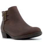 Nautica Women's Ankle Boot Dress Bootie With Side Zipper-Alara Buckle-Dark Brown-7.5