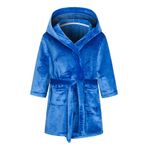 NautySaurs Kız soyunma elbisesi çocuklar düz renk bornoz çocuk kapşonlu flanel polar bornoz erkek için, mavi (Royal Blau), 5-6 Years