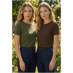 navesta kadın Rahat Kalıp %100 Viskon Kumaş Bisiklet Yaka Kısa Kollu Basic T-Shirt 2'Lİ