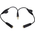 Navidata 3.5 mm Stereo Ses Kontrollü Kulaklık Çoklayıcı Ses Ayarlı Aux Kablo 30CM - 30 cm