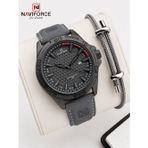 Naviforce Deri Kordon İtalyan Tasarım Bileklik Hediyeli 3 Atm Suya Dayanıklı Erkek Kol Saati N8023d1