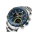 Naviforce Gri Çelik Kordon Dijital/Analog Erkek Kol Saati Nf-9182M-Bluylw