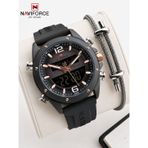 Naviforce Silokon Kordon Dijital & Analoğ Mekanizma Bileklik Hediyeli 3 ATM Erkek Kol Saati NF9264.1 E.NVF.K.9264.J1