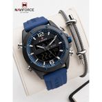 Naviforce Silokon Kordon Dijital & Analoğ Mekanizma Bileklik Hediyeli 3 ATM Erkek Kol Saati NF9264.2 E.NVF.K.9264.J2