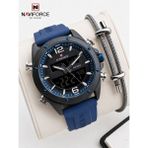 Naviforce Silokon Kordon Dijital & Analoğ Mekanizma Bileklik Hediyeli 3 Atm Erkek Kol Saati NF9264.2 - Standart