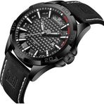 Naviforce Siyah Deri Kayışlı Analog Erkek Kol Saati, Su Geçirmez Spor Tasarım