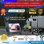 Navistar Kablosuz Kameralı 7 inç Kayıtlı Monitör Full HD BSD Kör Nokta Uyarı Sistemli Tak Kullan Kamera Seti