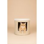 Navruz Metal El Işçiliği Premium Rattan Kedi Evi ve Puf - Pati Dostu Yıkanabilir Alüminyum Lüks Kedi Yatağı - Krem