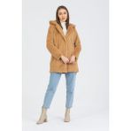 Navy Rabbit Kürk Kapsonlu Ceket - L - XL - Camel