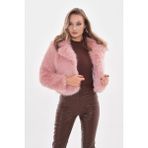 Navy Yakalı Crop Boy Ceket - Pembe