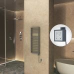 Naxos Elektrikli Havlupan 500X1193 Antrasit Texture (Ktx3 Termostat) 600W Spiral Kablolu