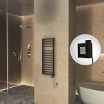 Naxos Elektrikli Havlupan 500X1193 Siyah Mat (Ktx1 Termostat) 600W Spiral Kablolu
