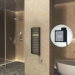 Naxos Elektrikli Havlupan 500X1193 Siyah Mat (Ktx3 Termostat) 600W Spiral Kablolu