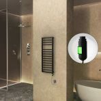 Naxos Elektrikli Havlupan 500X1193 Siyah Mat (Onoff Düğmeli) 600W