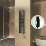 Naxos Elektrikli Havlupan 500X1655 Siyah Mat (Onoff Düğmeli) 600W