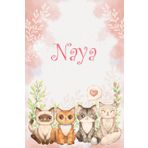 Naya: Cahier personnalisé avec prénom Naya | Cadeau d'anniversaire pour fille, femme, maman, sœur ... | Chats aquarelles | 110 pages lignée, Petit Format 6x9 pouces (15,24 x 22,86 cm)