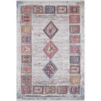 Nayarit Mavi Modern Geometrik Etnik Eskitme Desenli Boho Makinada Yıkanabilir Hafif Hav Toz Vermez Leke Tutmaz Kaymaz Taban Dijital Makine Baskı Halı Oturma Odası Salon Yolluk Koridor Mutfak Halısı