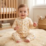 Nayinom Kız Bebek Erkek Bebek Yenidoğan Pamuklu Havuç Desenli Manşetli Bebek Tulumu - Renkli - 3 - 6 Ay