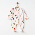 Nayinom Meyve Baskılı Unisex Tulum - Kırmızı - Ekru - 0 - 1 Ay