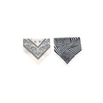 Naz İpek 2'li Set Etnik Desen Beyaz-kırmızı-mavi Pamuklu - Saten Bandana 50x50 Yazlık Fular