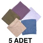Naz İpek Flamlı 5'li Paket Pamuklu Yazma Eşarp 100X100CM - Bej