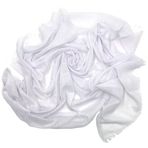 Naz İpek Flamlı Pamuklu Yazma Eşarp 100X100CM - Beyaz