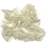 Naz İpek Flamlı Pamuklu Yazma Eşarp 100X100CM - Krem