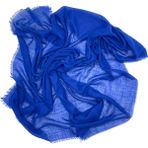 Naz İpek Flamlı Pamuklu Yazma Eşarp 100X100CM - Saks Mavisi