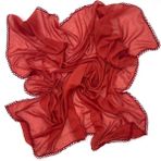 Naz İpek Kenarları Oyalı Pamuklu Yazma 100X100CM Eşarp - Açık Kırmızı
