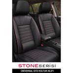 Naz Oto Stone Üniversal Deri Oto Koltuk Kılıfı - Bel Destekli - 5 Koltuk Tam Set - Kırmızı