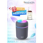 Nazalya 300 Ml Ulrasonik Araba - Oda Hava Nemlendirici Buhar Makinesi Ve Aroma Difüzörü- Gri Esans