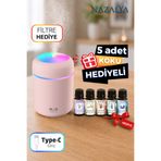 Nazalya +5 Adet Koku Hediyeli Ultrasonik Oda ve Araç Hava Nemlendirici Buhar Makinesi Ve Aroma Difüzörü Koku
