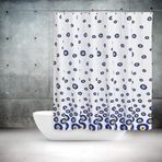 Nazar Boncuğu Banyo Perdesi, 180x200cm Duş Perdesi-Tek Kanat Banyo Duş Perdesi- C Halka Hediyeli