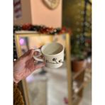Nazar Boncuğu Detay Kahve Fincanı Mug 24K Altın - Beyaz