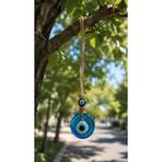 Nazar Boncuğu Dikiz Aynası Süsü Mavi Renkli 4 cm Duvar Süsü El Yapımı Cam Kapı Süsü